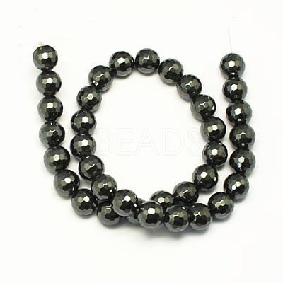 Non-magnetic Synthetic Hematite Beads Strands G-S084-10mm-1