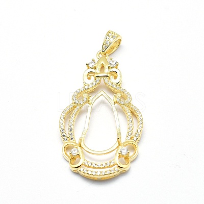 925 Sterling Silver Pendant Cabochon Open Back Settings STER-P044-02G-1