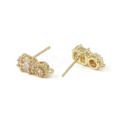 Brass Micro Pave Clear Cubic Zirconia Stud Earring Findings KK-C107-06G-1