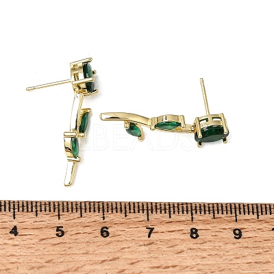 Brass Micro Pave Cubic Zirconia Stud Earrings KK-CBA8324-20G-02-1