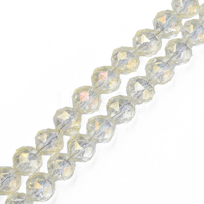 Electroplate Transparent Glass Beads Strands EGLA-N002-34A-C04-1