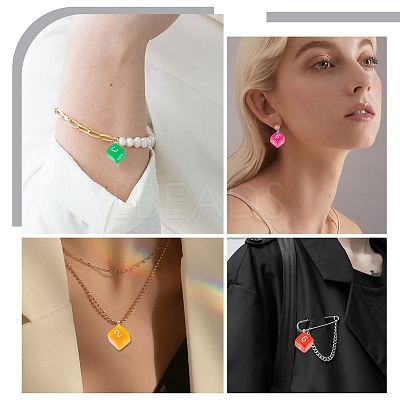 14Pcs 7 Colors Acrylic Pendants TACR-SC0001-12-1