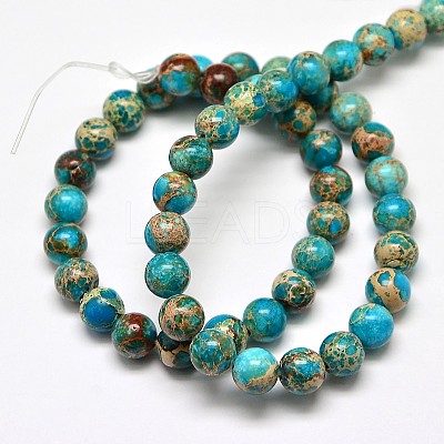 Natural Imperial Jasper Round Bead Strands G-I103-6mm-03-1