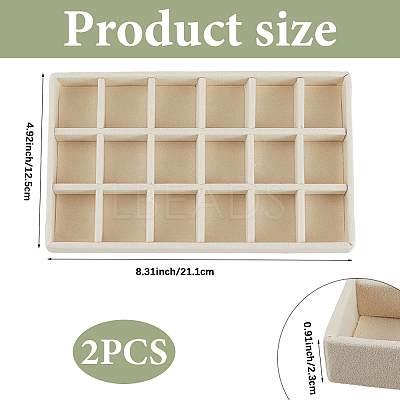 18 Grids Rectangle Wood Covered with Velvet Jewelry Trinket Display Trays AJEW-WH20054-062H-01-1