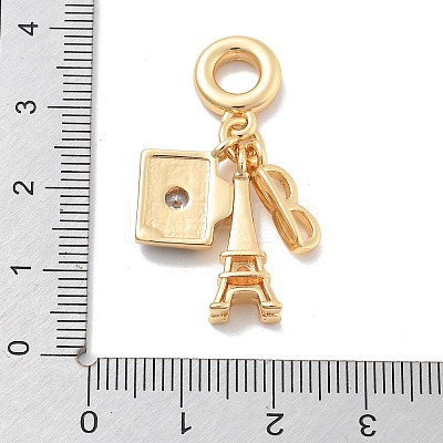 Brass Black Enamel European Dangle Charms KK-M305-19G-01-1
