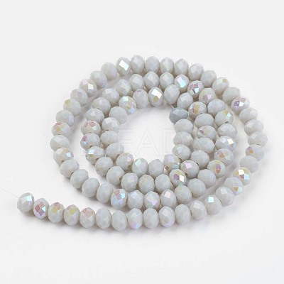 Electroplate Opaque Solid Color Glass Beads Strands EGLA-A034-P6mm-L-1