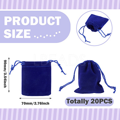 20Pcs Rectangle Velvet Drawstring Pouches TP-TA0001-03B-1
