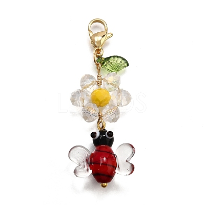 Handmade Lampwork Bees Pendant Decorations HJEW-TA00348-1
