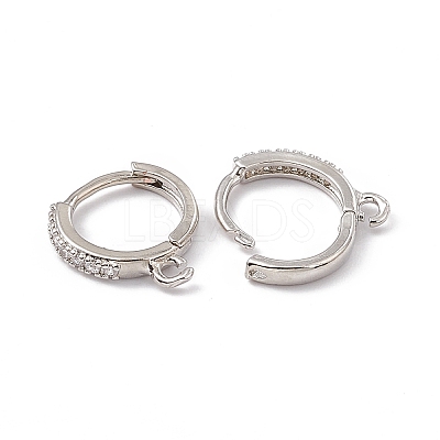 Brass Micro Pave Cubic Zirconia Hoop Earring Findings KK-P224-03P-1