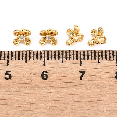 Brass Micro Pave Clear Cubic Zirconia Charms KK-Z162-04G-1