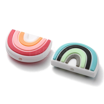 6Pcs 6 Colors Food Grade Eco-Friendly Silicone Focal Beads SIL-YW0001-04G-1