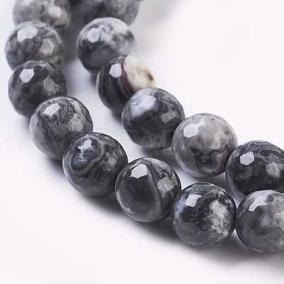 Natural Map Stone/Picasso Stone/Picasso Jasper Strands X-G-G099-8mm-27-1