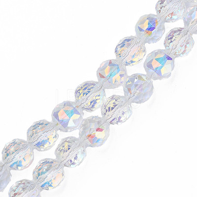 Electroplate Transparent Glass Beads Strands EGLA-N002-34A-C03-1