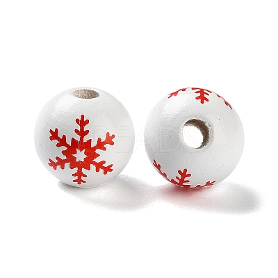 Printed Wood European Beads WOOD-Z002-08E-1