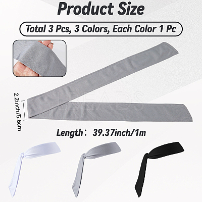 3Pcs 3 Colors Polyester Head Wrap for Exercise AJEW-CN0006-10-1