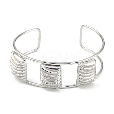 Non-Tarnish 304 Stainless Steel Wide Textured Open Cuff Bangles BJEW-Q348-05P-01-1
