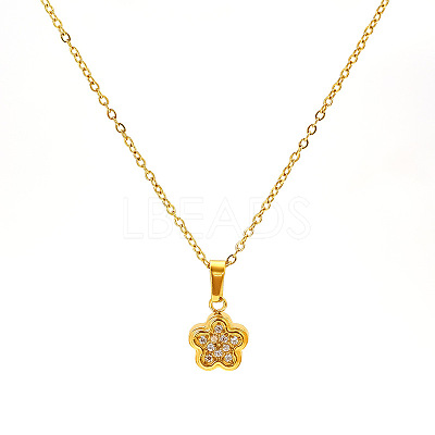 304 Stainless Steel Crystal Rhinestone Pendant Necklaces for Women WG594E0-04-1