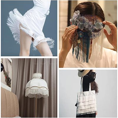 Polyester Tassel Fringe Trimming FIND-WH0043-60C-1