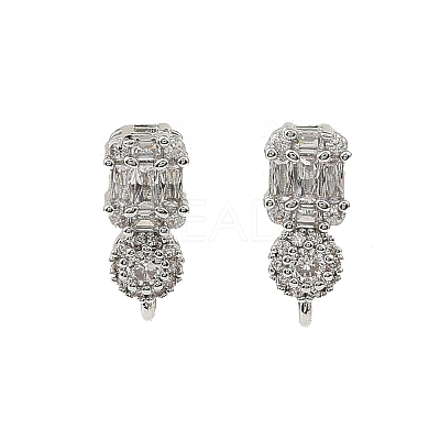 Brass Micro Pave Clear Cubic Zirconia Stud Earring Findings LS-KK-C107-06P-1