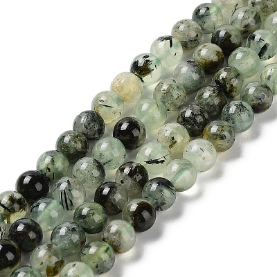 Natural Prehnite Beads Strands G-P322-48-8mm-01-1