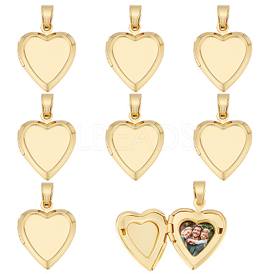 8Pcs Brass Locket Pendants KK-ME0001-61-1