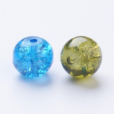 Baking Paint Crackle Glass Beads DGLA-X0006-8mm-01-1