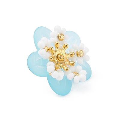 Glass Seed Beaded Flower Pendants PALLOY-MZ01128-01-1