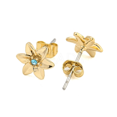 Brass Micro Pave Cubic Zirconia Ear Studs EJEW-P283-01G-03-1