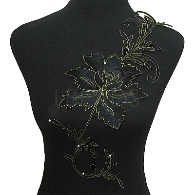 2Pcs Peony Computerized Embroidery Cloth Iron on/Sew on Patches DIY-GF0005-32D-1