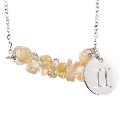 Natural Citrine Chip & Constellation Pendant Necklaces NJEW-JN05084-03-1