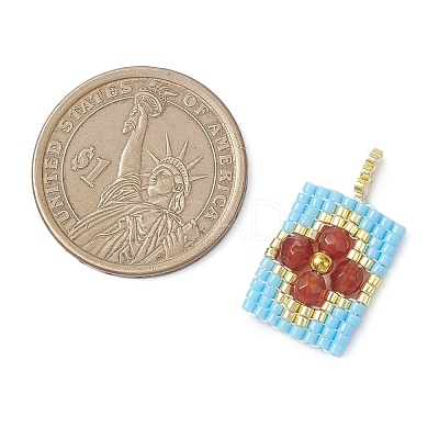 Beaded Rectangle Charms PALLOY-MZ01149-01-1