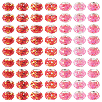 70Pcs 7 Colors Transparent Resin Rondelle European Beads RESI-TA0004-82-1