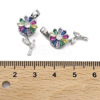 Brass Micro Pave Cubic Zirconia Rotatable Pendants KK-A287-11D-P-1