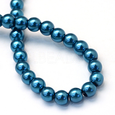 Baking Paint Pearlized Glass Pearl Round Bead Strands X-HY-Q003-6mm-06-1