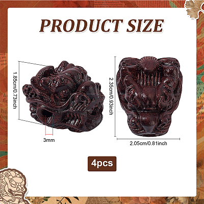 4Pcs Wood Beads WOOD-PH0003-90E-1