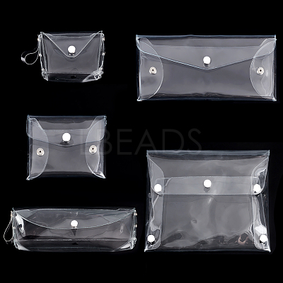 5Pcs 5 Styles Rectangle Transparent PVC Cosmetic Pouches AJEW-FG0004-33-1
