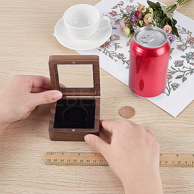 Wood Badge Packing Magnetic Boxes with Acrylic Visible Window Lid CON-WH0095-239A-01-1