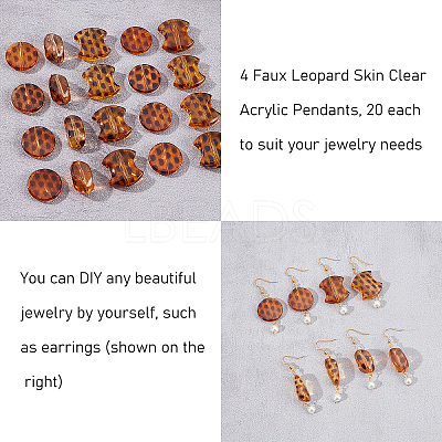 80Pcs 4 Style Transparent Acrylic Beads TACR-FH0001-09-1