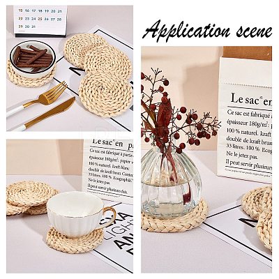 Handmade Corn Straw Woven Placemats AJEW-WH0016-79-1