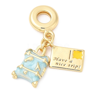 Brass Enamel European Dangle Charms KK-D027-13G-1