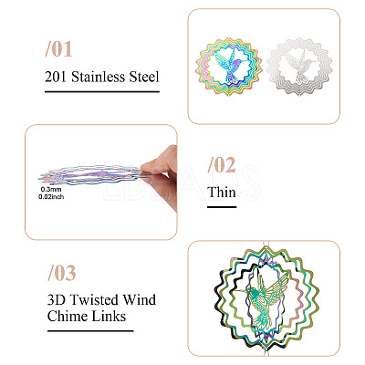 2Pcs 2 Colors 201 Stainless Steel Connector Charms/Links STAS-TA0005-62-1