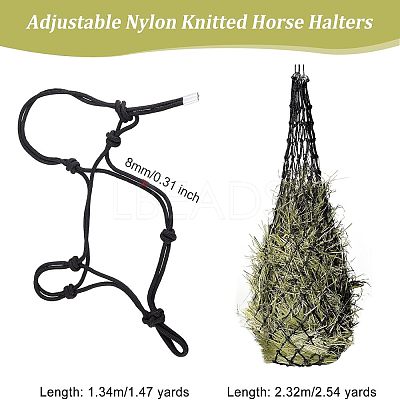 2Pcs 2 Style Adjustable Nylon Knitted Horse Halters FIND-OC0002-04-1