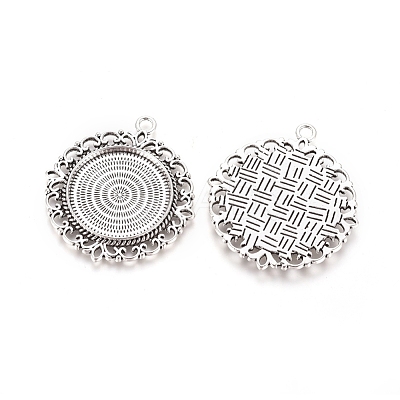 Tibetan Style Pendant Cabochon Settings X-TIBEP-R129-AS-LF-1