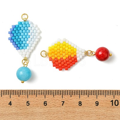 304 Stainless Steel & Glass Cylinder Seed Beads & Glass Pendnats PALLOY-MZ01446-1