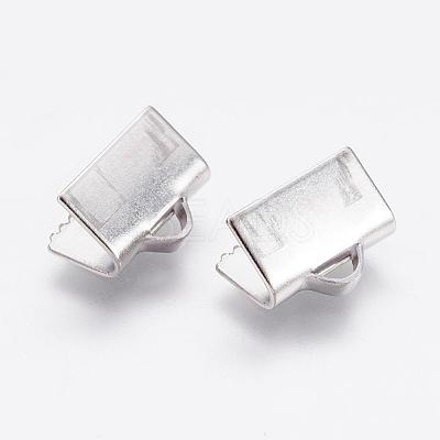 Tarnish Resistant 304 Stainless Steel Ribbon Crimp Ends STAS-P168-03P-1
