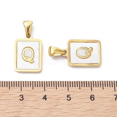 Ion Plating(IP) 304 Stainless Steel Pave Shell Pendants STAS-G327-01G-Q-1