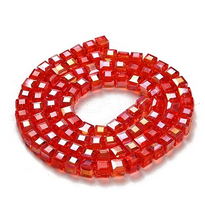 Electroplate Glass Beads Strands EGLA-R030-6x6mm-01-1