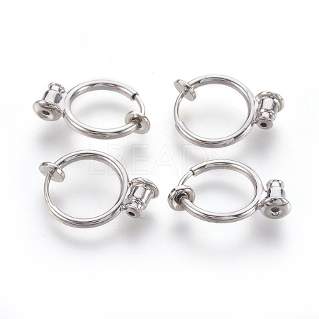 Brass Clip-on Hoop Earrings KK-L168-04P-1