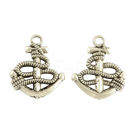 Tibetan Style Alloy Anchor Pendants TIBEP-1570-AS-LF-1