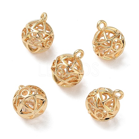 Brass Micro Pave Clear Cubic Zirconia Pendants KK-D261-01G-07-1